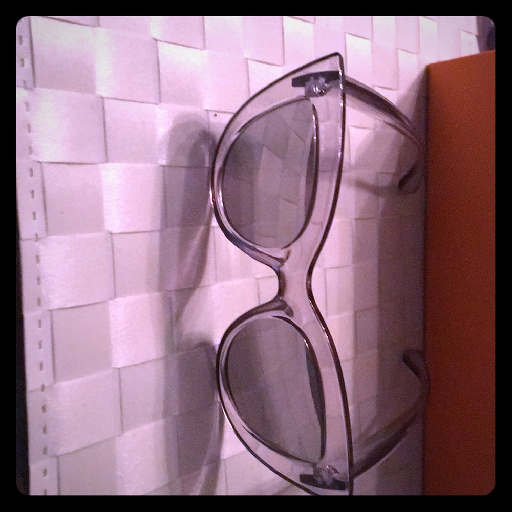 Cat-eye clear sunglasses.